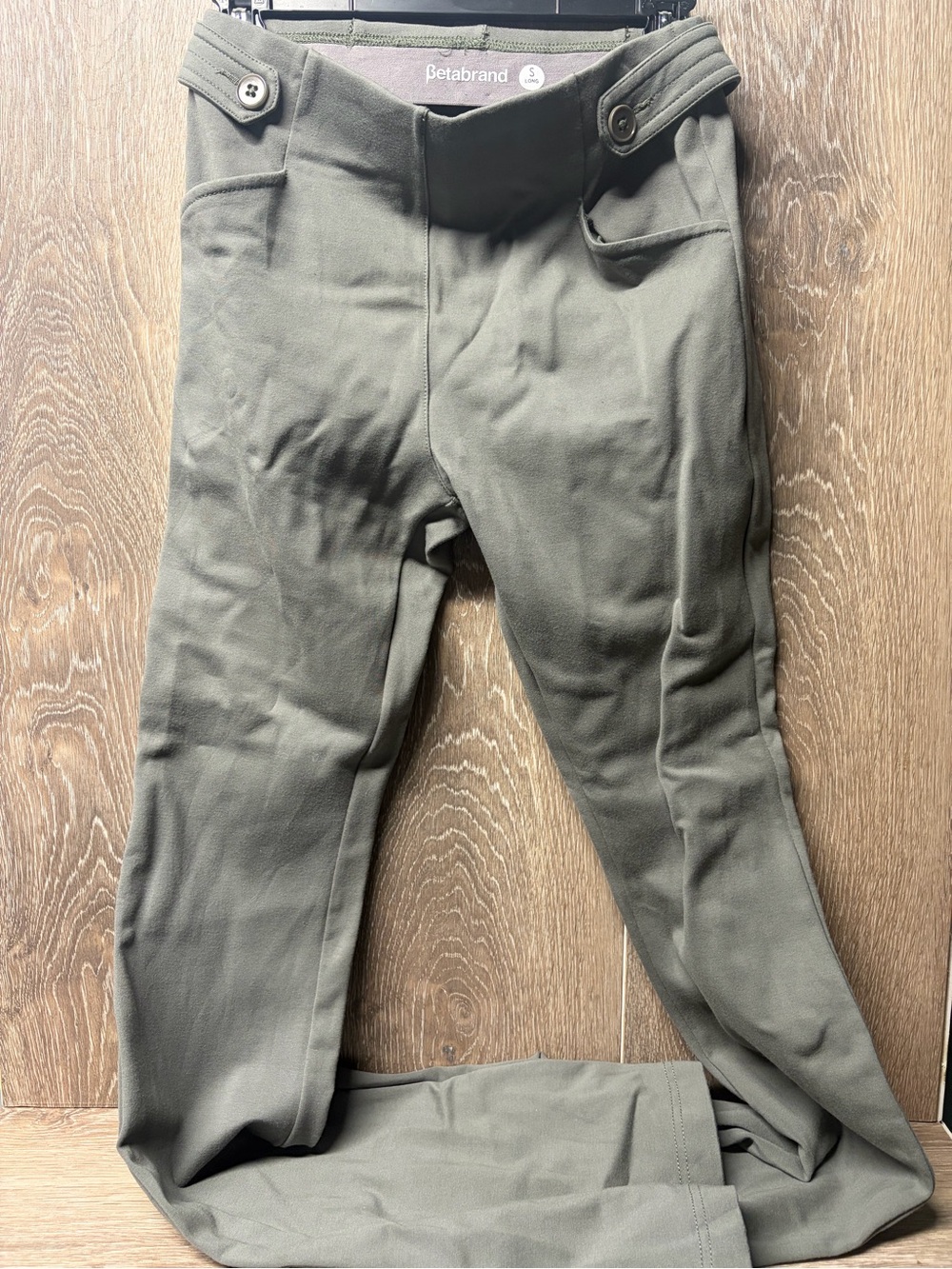 Betabrand Olive Green Slim Dress Chinos